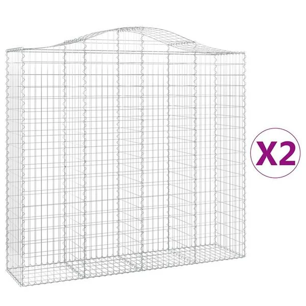 vidaXL Paniers à gabions arqués 2 pcs 200x50x180/200 cm Fer galvanisé
