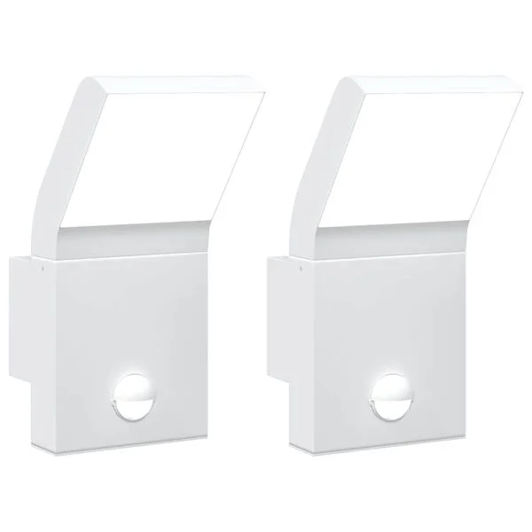 vidaXL Appliques murales LED d'extérieur avec capteurs 2 pcs blanc