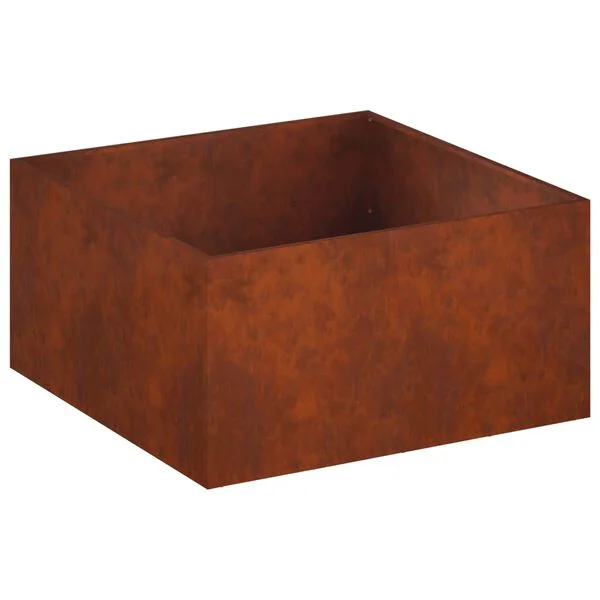 vidaXL Cache-pot de jardin Rouillé 100 x 100 x 40 cm Acier patiné