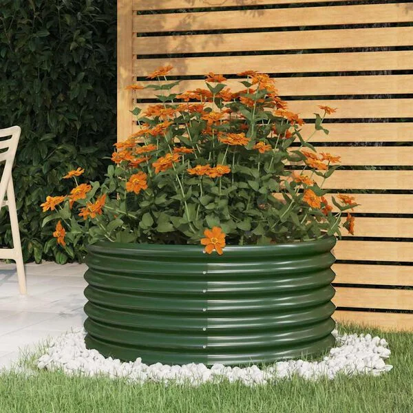 vidaXL Jardinière de jardin Acier galvanisé 80x80x36 cm Vert