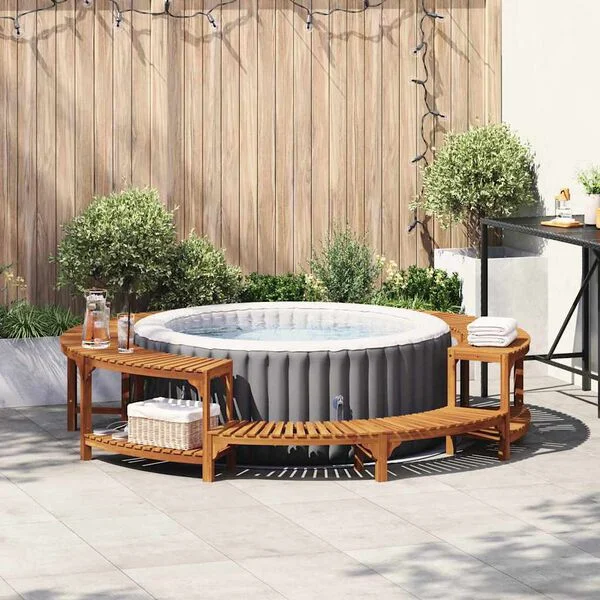 vidaXL Entourage de bain à remous Bois d'Acacia Massif Marron