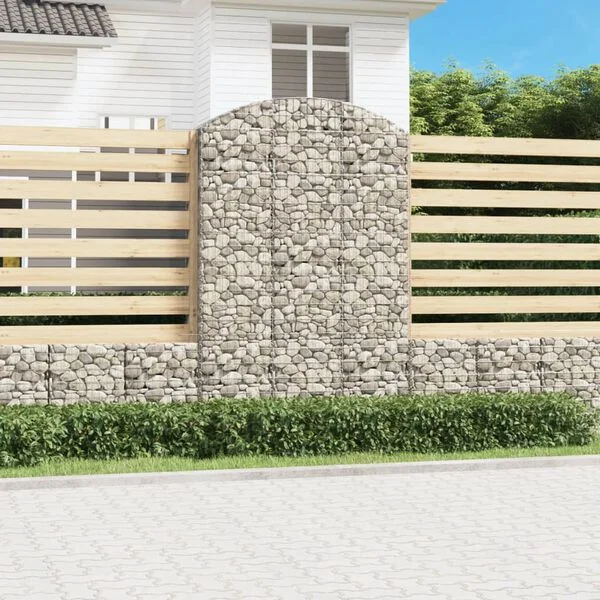 vidaXL Panier de gabions arqué 150x50x220/240 cm Fer galvanisé