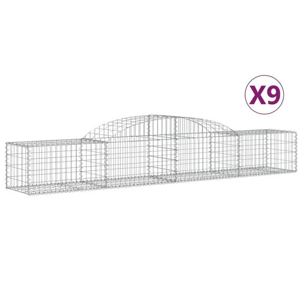 vidaXL Paniers à gabions arqués 9 pcs 300x50x40/60 cm fer galvanisé