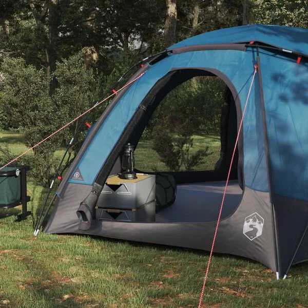 vidaXL Tente en dôme avec housse imperméable amovible 4 personne Bleu