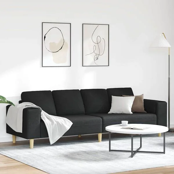vidaXL Canapé de salon Noir 250 x 77 x 76 cm Polyester