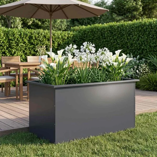 vidaXL Jardinière de jardin avec LED Anthracite 50 x 100 x 48 cm Acier