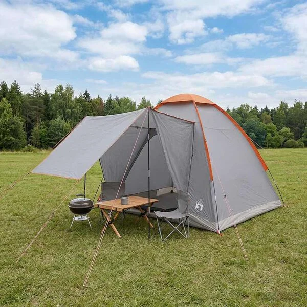 vidaXL Tente de camping 2 personne Gris et orange Polyester et Acier