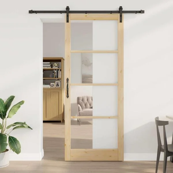 vidaXL Porte coulissante ORKDAL Naturel et Noir 93 x 232 cm