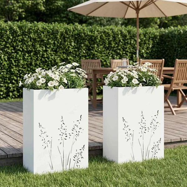 vidaXL Cache-pot de jardin 2 pc Blanc 50 x 30 x 75 cm