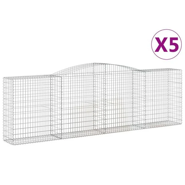 vidaXL Paniers à gabions arqués 5 pcs 400x50x120/140 cm Fer galvanisé