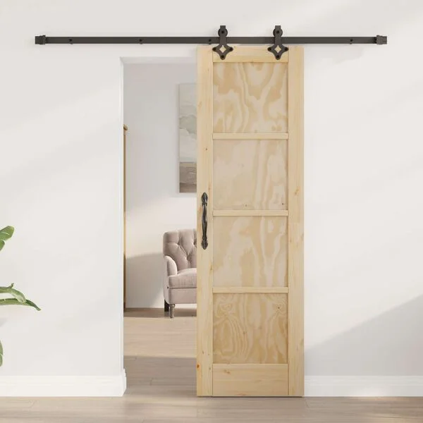 vidaXL Porte coulissante Naturel et noir 61 x 198, 5 cm