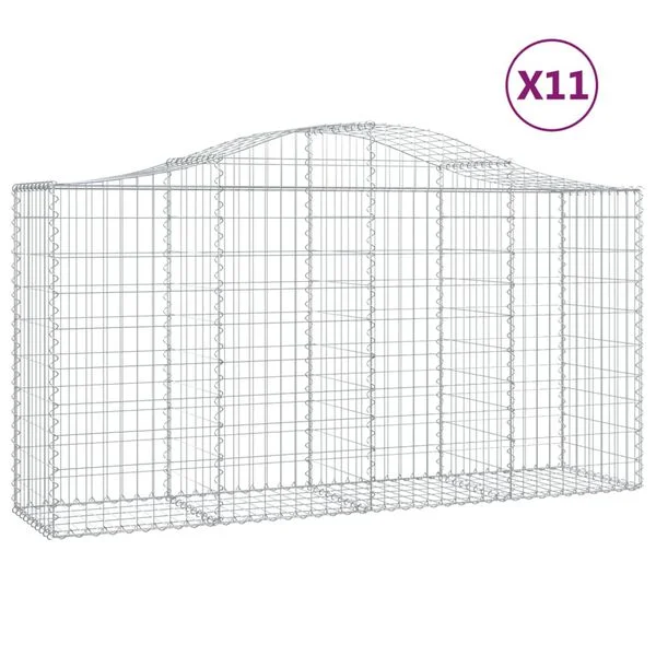 vidaXL Paniers à gabions arqués 11 pcs 200x50x100/120 cm fer galvanisé
