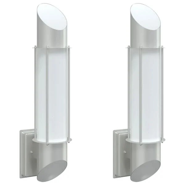 vidaXL Appliques murales d'extérieur 2pcs argenté acier inoxydable