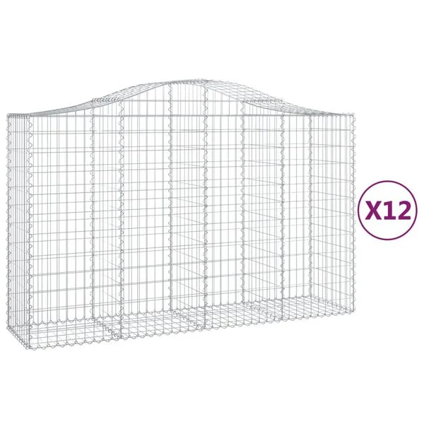 vidaXL Paniers à gabions arqués 12 pcs 200x50x120/140 cm Fer galvanisé