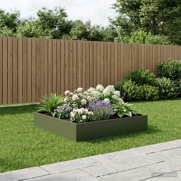 vidaXL Cache-pot de jardin Vert olive 100 x 100 x 20 cm
