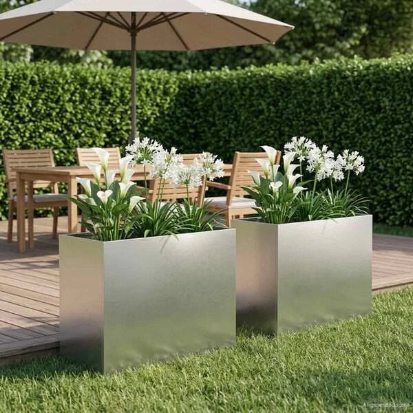 vidaXL Cache-pot de jardin 2 pc Argenté 60 x 30 x 50 cm