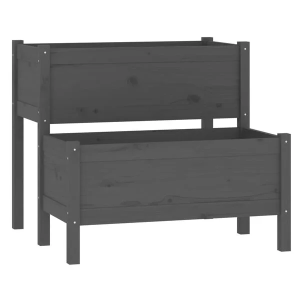 vidaXL Jardinière Gris 84, 5x84x75 cm Bois massif de pin