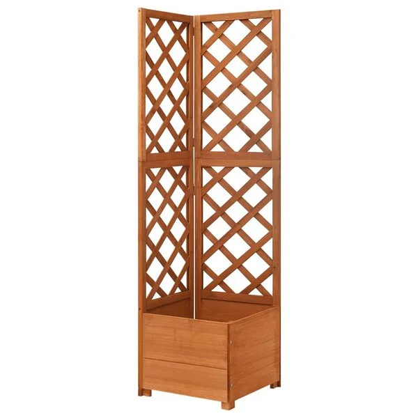 vidaXL Jardinière d'angle en treillis 40x40x150cm Bois de sapin massif