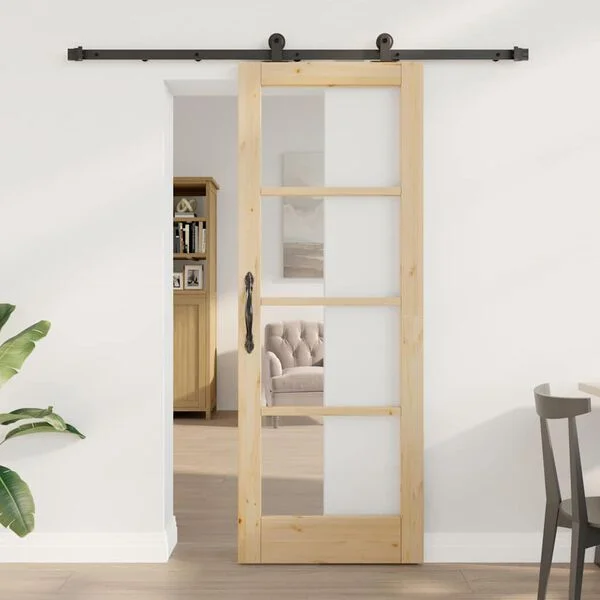 vidaXL Porte coulissante ORKDAL 73, 5 x 198, 5 cm Naturel et noir