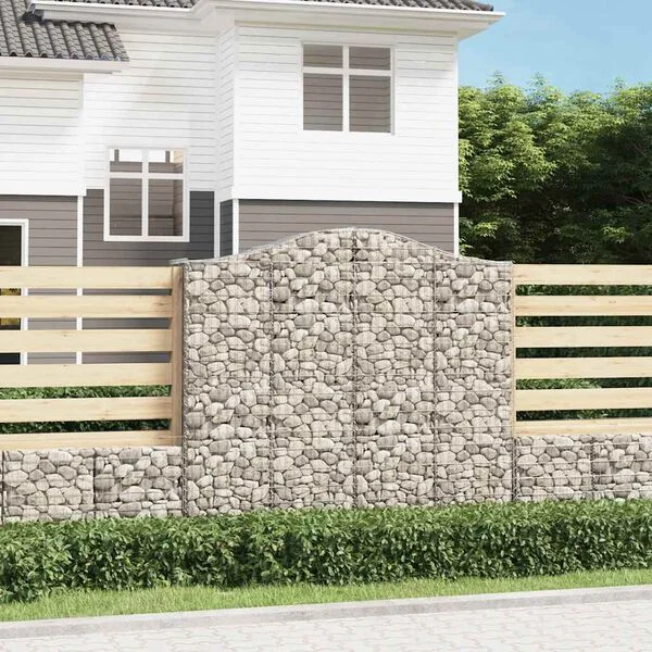 vidaXL Paniers à gabions arqués 2 pcs 200x50x180/200 cm Fer galvanisé