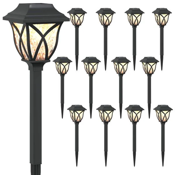 vidaXL Lampes solaires extérieures avec pique de sol 12 pc Blanc chaud