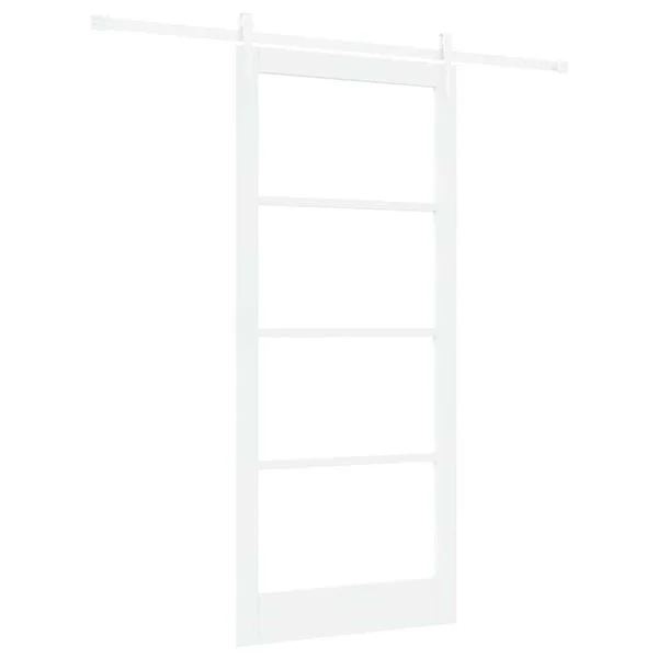 vidaXL Porte coulissante 93 x 211 cm Bois de pin massif et verre Blanc