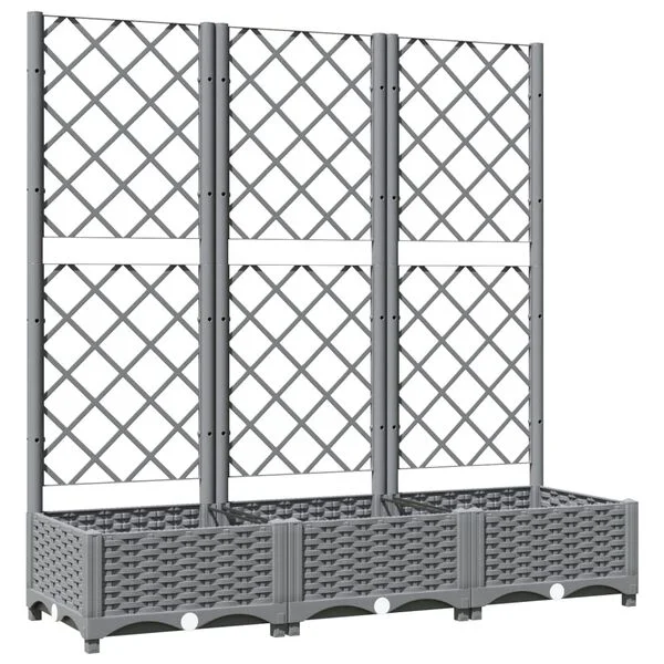 vidaXL Jardinière avec treillis Gris clair 120x40x121, 5 cm PP
