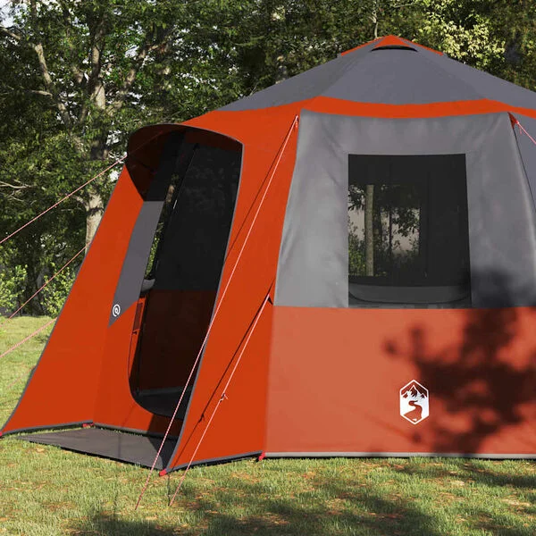vidaXL Tente de cabane 12 personnes 10 personne Gris et orange