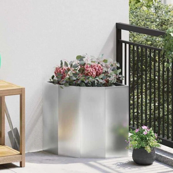 vidaXL Jardinière d'Angle Argenté 45 x 45 x 50 cm Acier galvanisé