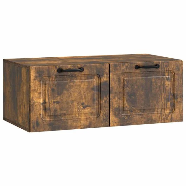 vidaXL Meuble TV mural Chêne fumé 78, 5 x 41 x 30 cm Bois d'ingénierie