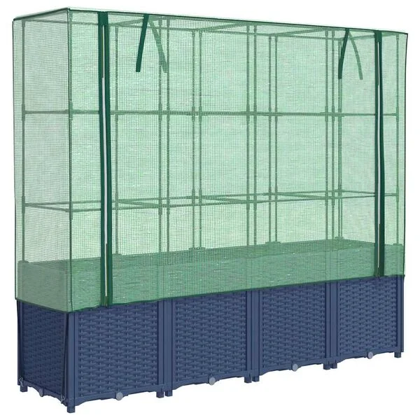 vidaXL Lit surélevé avec housse de serre aspect rotin 160 x 40 x 153 cm