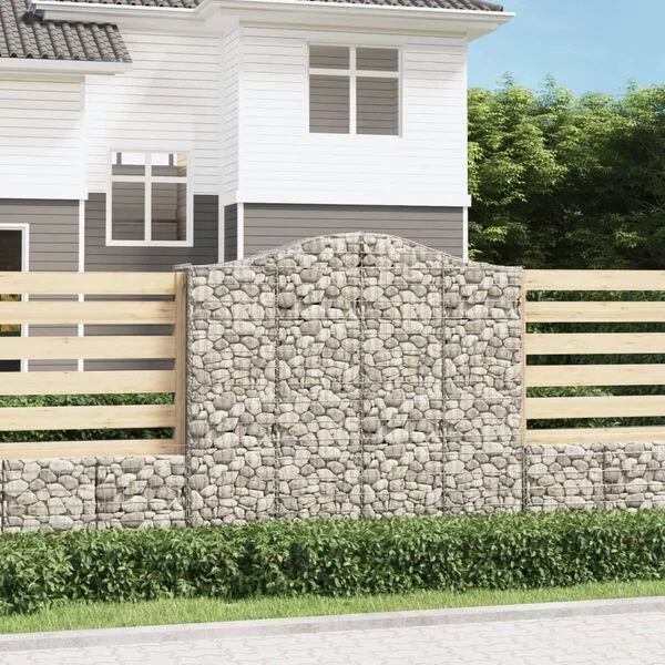 vidaXL Paniers à gabions arqués 3 pcs 200x50x180/200 cm Fer galvanisé