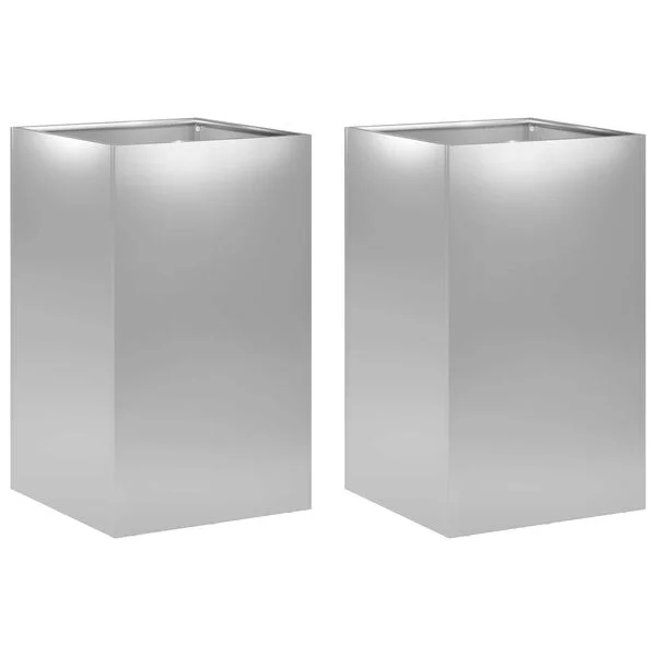 vidaXL Cache-pot de jardin 2 pc Argenté 40 x 40 x 50 cm