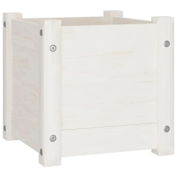vidaXL Jardinière d'extérieur Blanc 31x31x31 cm Bois de pin massif