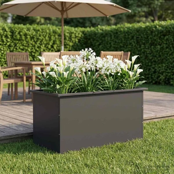 vidaXL Jardinière de jardin avec LED Noir 50 x 80 x 48 cm Acier