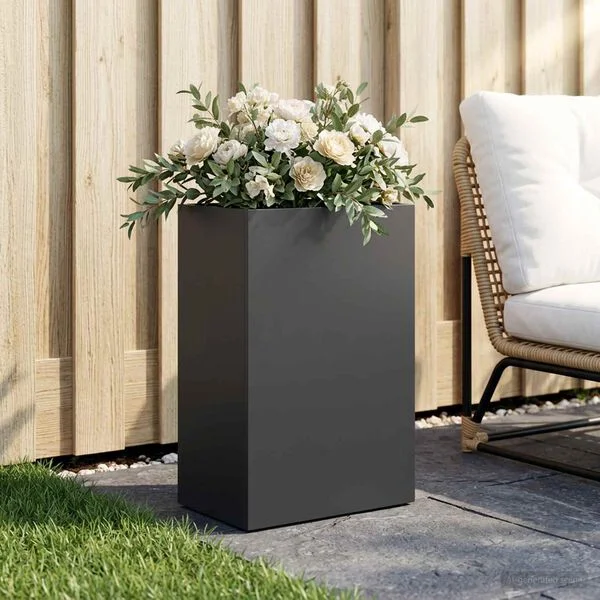 vidaXL Cache-pot de jardin Noir 40 x 30 x 75 cm Acier laminé à froid