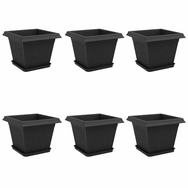 vidaXL Pots de plantes 6 pc Noir Plastique