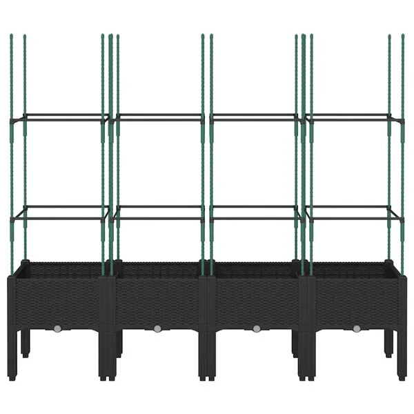 vidaXL Jardinière avec treillis noir 160x40x142, 5 cm PP
