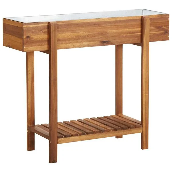 vidaXL Lit surélevé de jardin Bois massif d'acacia et zinc