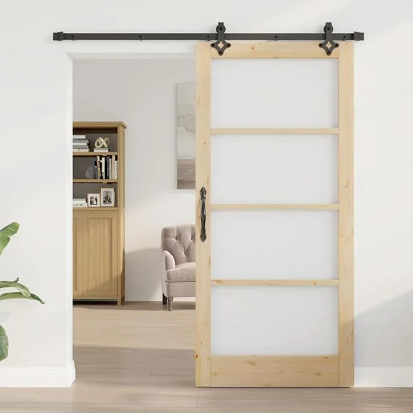 vidaXL Porte coulissante ORKDAL 93 x 202 cm Naturel et noir