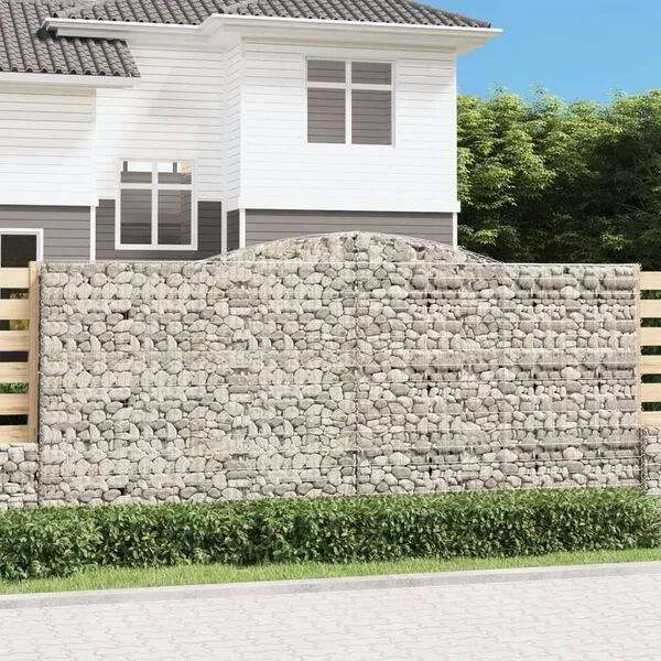 vidaXL Paniers à gabions arqués 9 pcs 400x30x180/200 cm Fer galvanisé