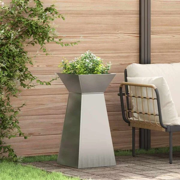 vidaXL Jardinière à pilier 2 pc Argenté 35 x 35 x 73 cm