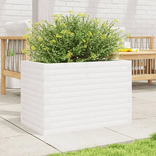 vidaXL Jardinière blanc 70x40x46 cm bois de pin massif