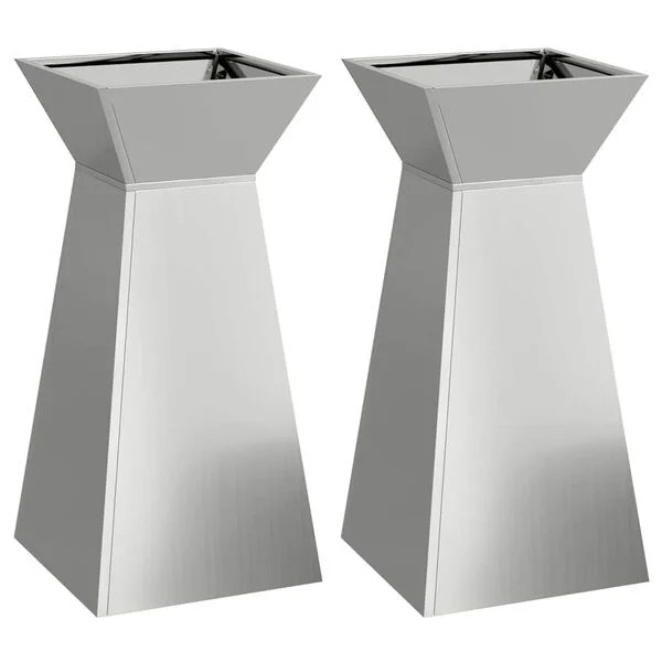 vidaXL Jardinière à pilier 2 pc Argenté 35 x 35 x 73 cm