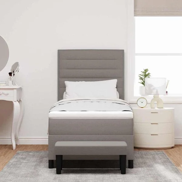vidaXL Lit à ressorts avec tête de lit Taupe 90 x 200 cm tissu