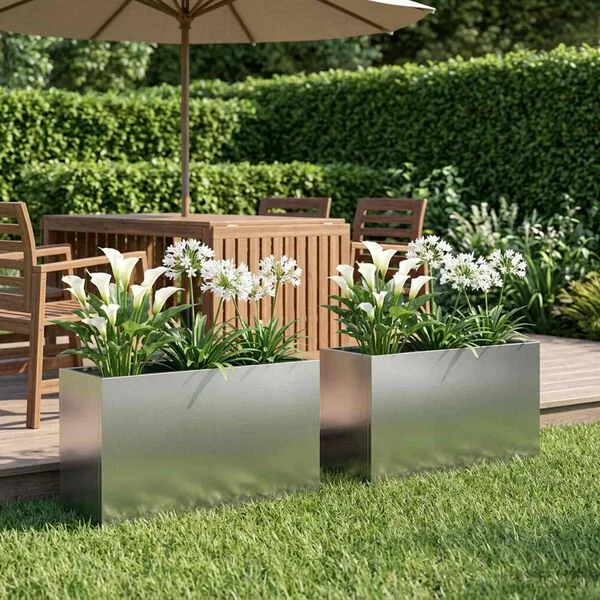 vidaXL Cache-pot de jardin 2 pc Argenté 80 x 40 x 50 cm