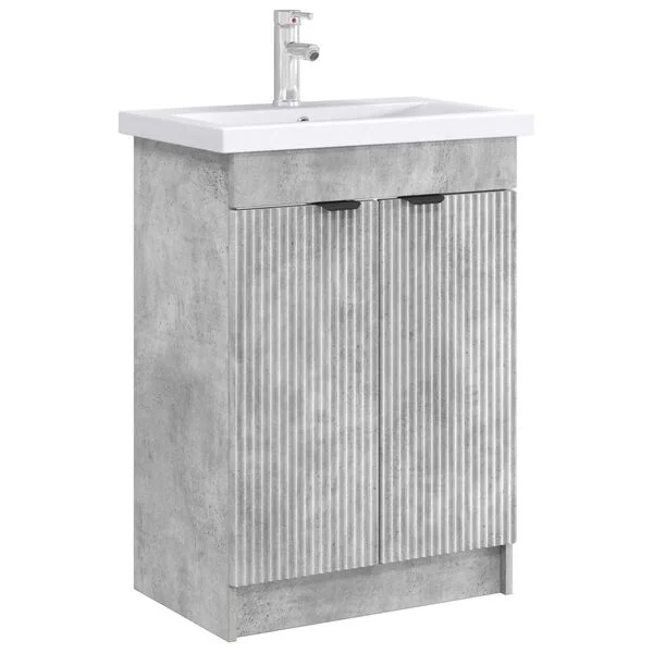 vidaXL Armoire sous évier de salle de bain Gris béton