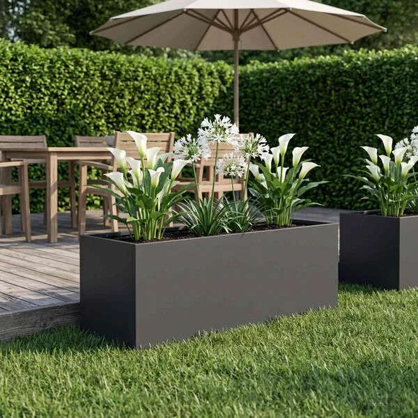 vidaXL Cache-pot de jardin Noir 60 x 20 x 20 cm Acier laminé à froid