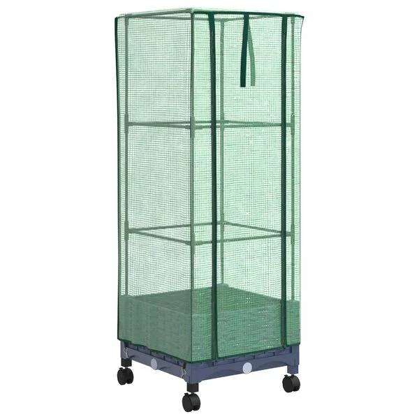 vidaXL Jardinière de jardin avec couverture de serre et roues PP