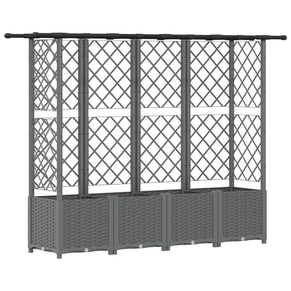 vidaXL Lit Élevé avec Treillis et Toit Gris clair 202 x 40 x 136 cm PP